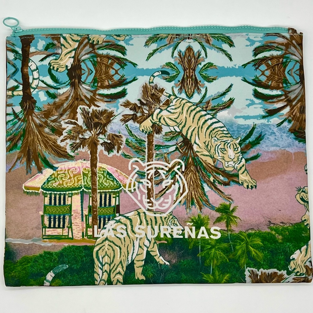 Las Sureñas Tiger Print Zipper Pouch / Clutch – Tropical Jungle Design Like New